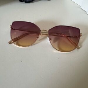 Pink and Yellow Sunglasses with Gold Frame